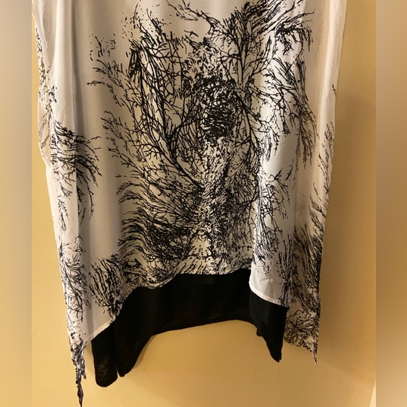 Picadilly sheer white tunic with black design & built-in black tank top - L -NWT - Picture 7 of 14